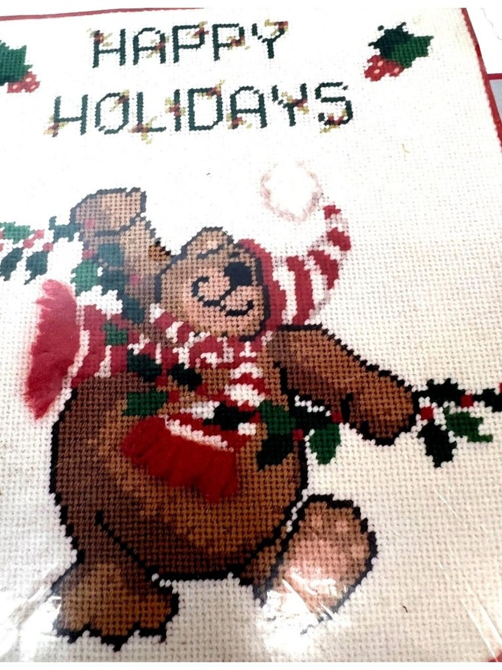 Needle Treasures Winsome Bear Banner Needlepoint Kit Elsa Williams 9" X 12" Holi